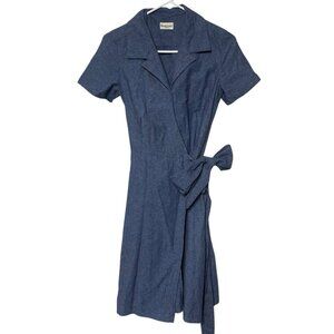 Bridge and Burn Linen Blend Wrap Dress Women’s S Blue Outdoors Sustainable